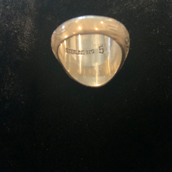 Vintage Pinky Ring Dome Sterling Silver/Green Ladies Enamel Ring 5 - Picture 6 of 8